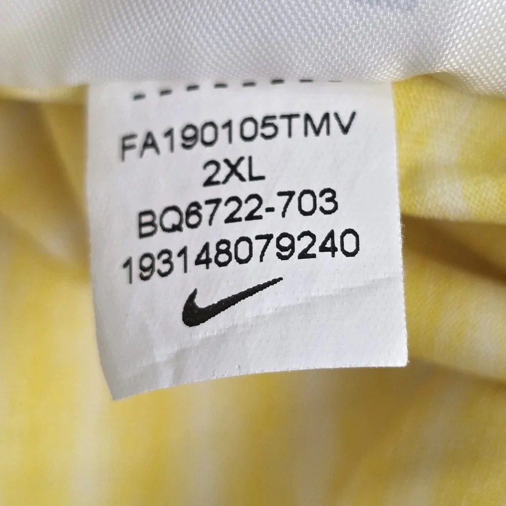 Nike Tiger Woods Polo Shirt Mens XXL Yellow Striped‎ Dri-FIT Golf Performance